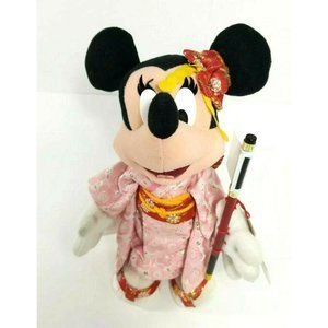 Tokyo Disney Minnie Mouse 10" doll kimono dress Hamaya New Year arrow rare